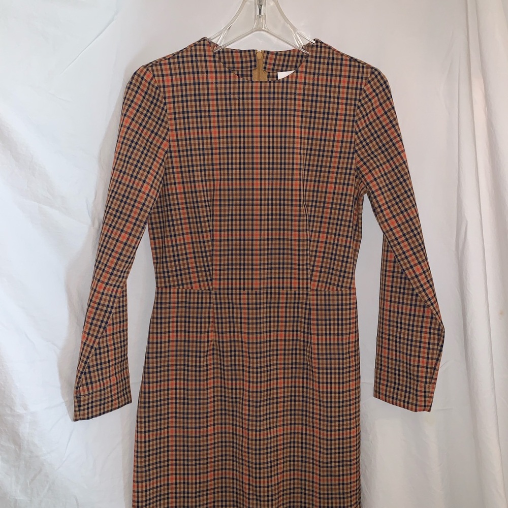 H&M Orange and Black Plaid Long Sleeve Dress